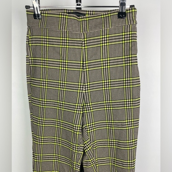Urban Outfitters Black Green Checked‎ Plaid Cropped Flare Pants - Picture 6 of 10